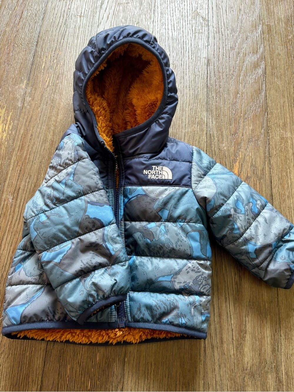 The North Face Baby Blue Reversible Mount Chimbo Full Zip Hooded Jacket